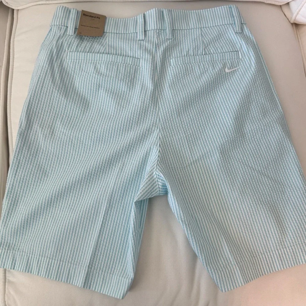Nike Mens Golf Shorts‎ Standard Fit Seersucker Blue White Stripe Size 30